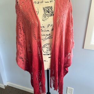 Source‎ Unknown Red Poncho Sweater with Flowing Silhouette